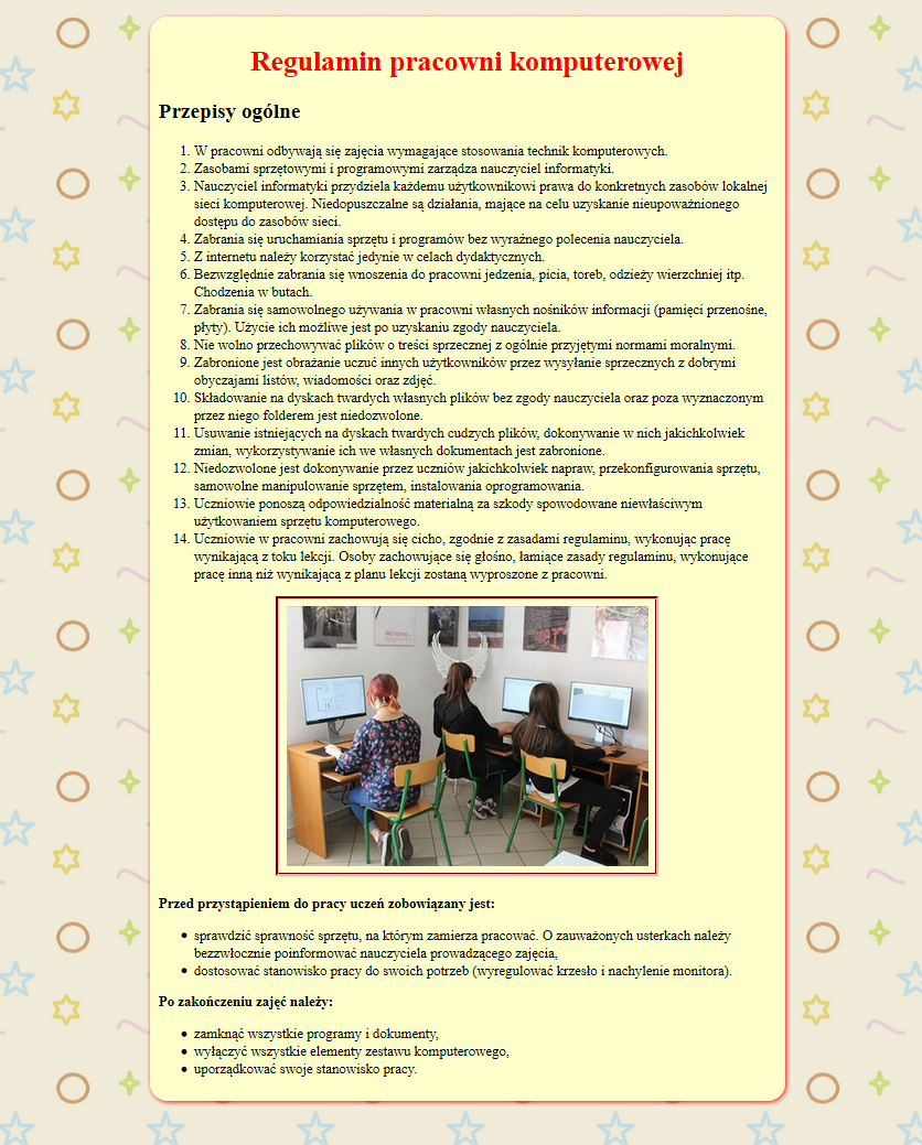 regulamin pracowni